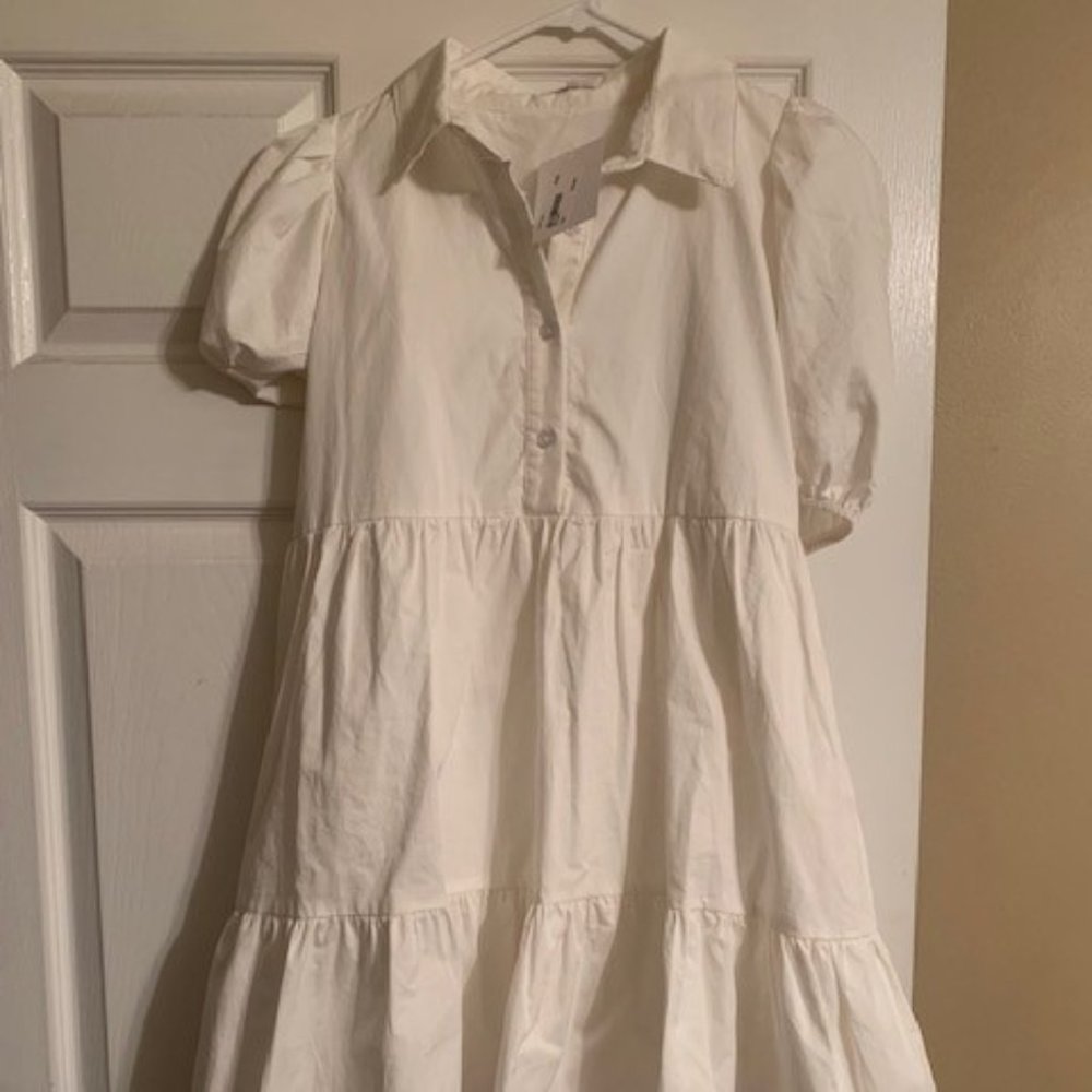 NWT TCEC WHITE SPRING/SUMMER DRESS, SIZE LARGE